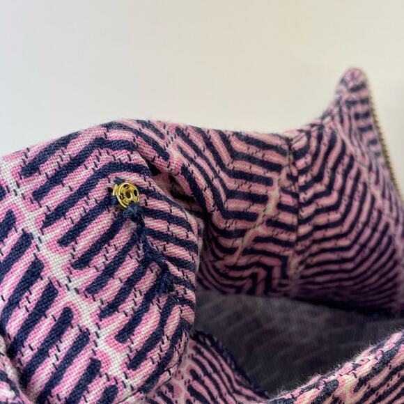 Southern Tide Audrey Ikat Chevron Mini Shift Dress Pink Size 4 Blue Gold Zip - Picture 7 of 10